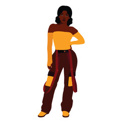 Stylish black woman in elegant art style vector