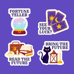 Fortune Teller Label Flat Cartoon Hand Drawn Templates Background Illustration