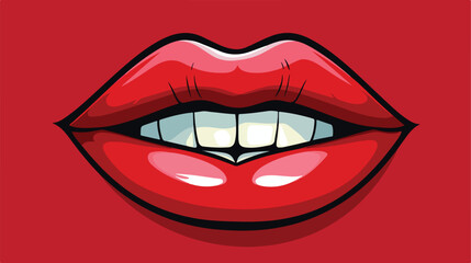 Woman lips comic style icon vector illustration gra