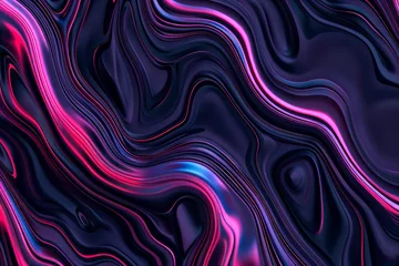 Fotobehang Abstract purple red black wave flow pattern wallpaper, colorful liquid art design, neon fluid graphic © John