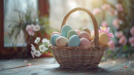 Happy Easter day decoration colorful eggs