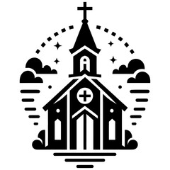 Christian church vector icon black color