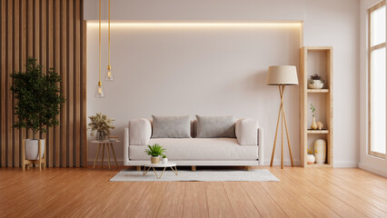 Fototapeta na wymiar Cozy modern living room interior have sofa and decor accessories with white color wall- 3D rendering