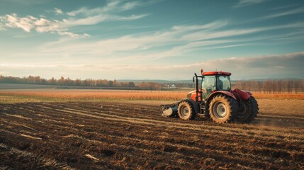 Obraz premium A farmer driving a tractor in a field