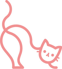 Minimalist one line drawing kitty stretching its back