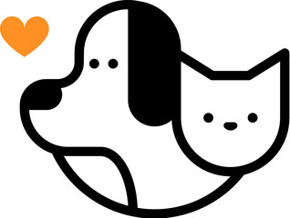 Cartoon dog and cat logo design