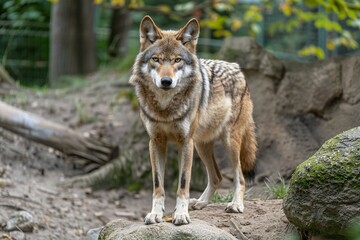 Naklejka na ściany i meble Lone wolf (Canis lupus) in the zoo
