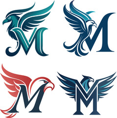 Letter M Logo With Eagle  | Letter M Logo With Eagle Wings | Letter M Logo 