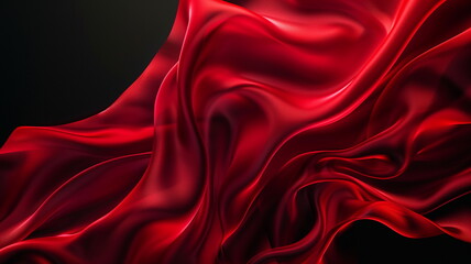 Red silk satin fabric abstract on black background.