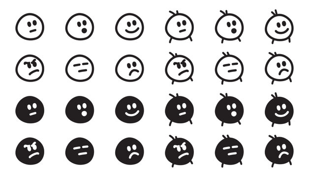 Set of Emoji Vector Silhouettes