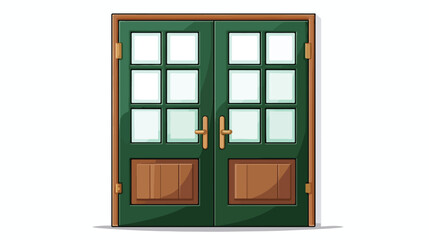 Wooden door with glass icon digital green for any d
