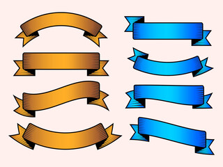 Obraz premium Ribbon elements. Modern simple ribbons collection. Flat banner ribbon for decorative design. Ribbons, Banners, badges, Labels Design Elements.