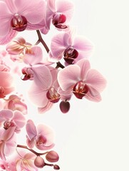 Fototapeta na wymiar Delicate Pink Phalaenopsis Orchid Flowers in Full Bloom with Soft Pastel Colors and Blank Space for Text or Design