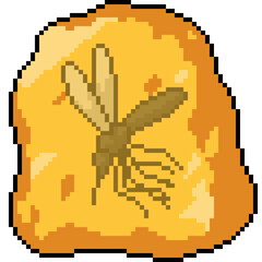 pixel art of insect fossil amber - 784925949