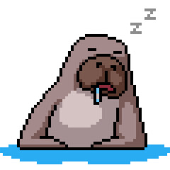 pixel art of seal sleep drool - 784925968
