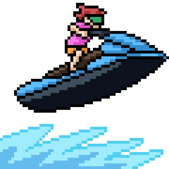 pixel art of jet ski beach - 784925989