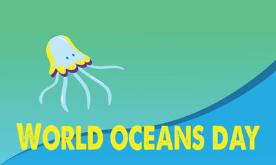 New Vector flat world oceans day social media post template.