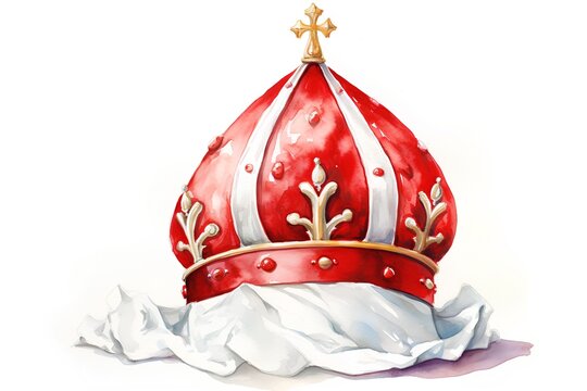 Watercolor image of a crown on a white background. Hand drawn illustration