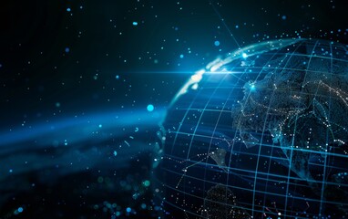 Communication technology for internet business. Global world network and telecommunication on earth cryptocurrency and blockchain and IoT