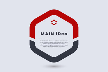 An infographic for badge main idea design, red and grey color stoke button. Vector illustration