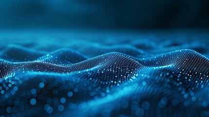 Wave of dots and weave lines.&nbsp;Abstract blue background for design on the topic of cyberspace,