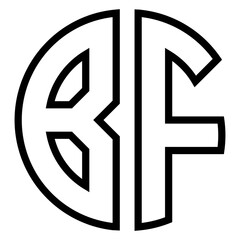 BF Monogram Logo in a Circular Design - obrazy, fototapety, plakaty