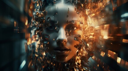 Generative AI Digitally altered photographs creating an abstract collage-style background.