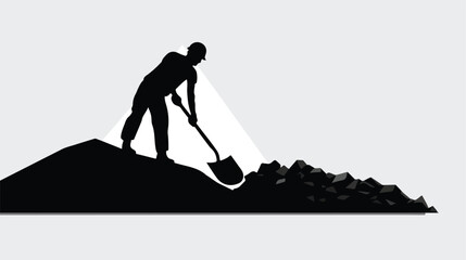 Worker labor mine shovel figure pictogram vector illustration