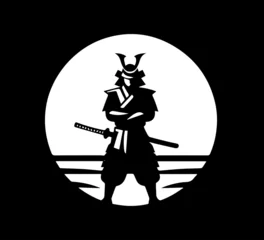 Fotobehang samurai minimal logo black and white vector © AriaMuhammads