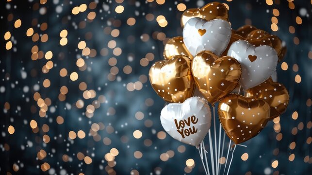 Expressive love: a charming greeting card adorned with heart-shaped balloons and the heartfelt text i love you, a perfect token for a loved one, celebrating affection and romance on Valentine's Day.
