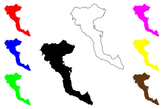 Greek Island of Corfu map (Ionian Islands, Hellenic Republic, Greece) vector illustration, scribble sketch  Korfu, Kerkyra or Faiakes island