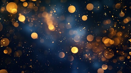 Fototapeta na wymiar abstract background with Dark blue and gold particle. Christmas Golden light shine particles bokeh on navy blue background. Gold foil texture. Holiday concept, AI Generative
