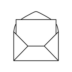 開いた封筒と手紙の線画