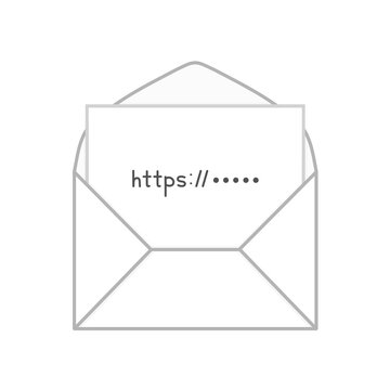 URLが書かれた白色の手紙、https、封筒、メール