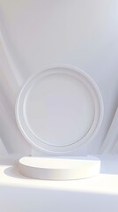 Beautiful round palstic empty podium with space for a product, white background