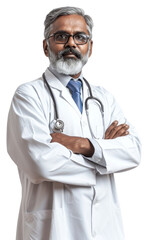 PNG  Middle age male indian doctor adult white background stethoscope