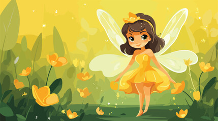 Obraz na płótnie Canvas Yellow color fairy illustration vector image 2d flat