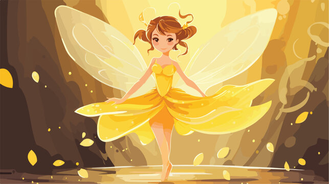 Yellow color fairy illustration vector image 2d flat