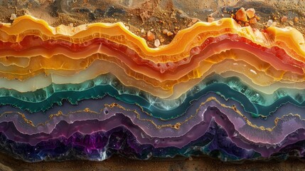 Multicolored Stone Layer Fragments. Colorful fragments of natural stone layers. - obrazy, fototapety, plakaty