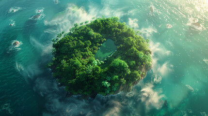 A tropical beach with greenery scene, Generative AI