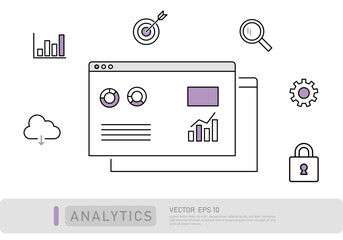 data analysis concept Search Engine Optimization Marketing Design Web Analytics Vector illustration isolated on white background.