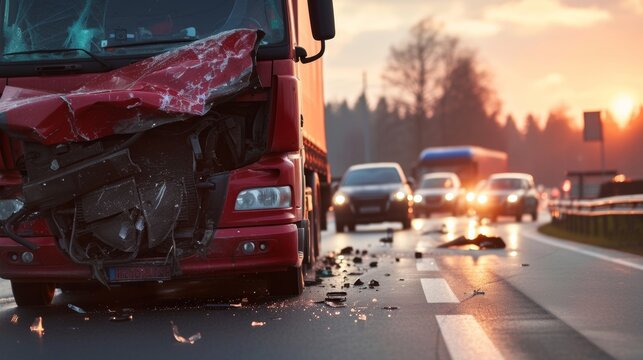 Traffic accident truck crash on the road