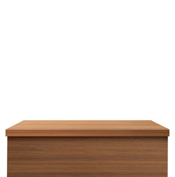 empty wooden table front view isolated PNG transparent.