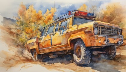 Watercolor Car