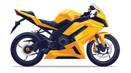 Obraz na płótnie Canvas Yellow sport motorcycle side view 2d flat cartoon v