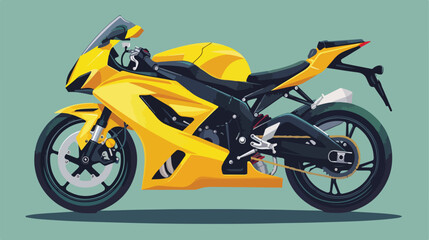 Yellow sport motorcycle side view 2d flat cartoon v