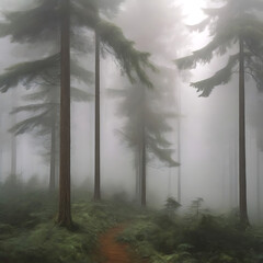 fog_in_the_forest, Illustration for banner, poster, cover, brochure or presentation