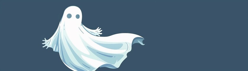 A Ghost, A floating fabric, Cartoon comical style - obrazy, fototapety, plakaty