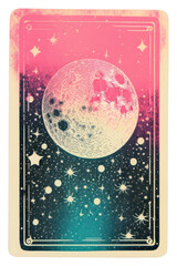 PNG Tarot card Risograph style moon astronomy night