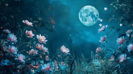 Fototapeta na wymiar Enchanted Moonlit Garden
